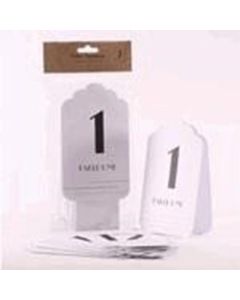Table Numbers 1-12 White with Silver Glitter