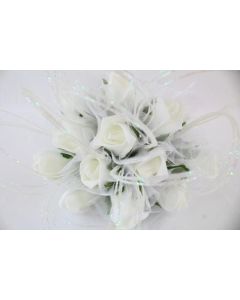 Posey Of 12 Foam Rose Buds With Tulle Wrap