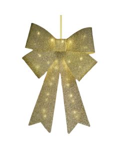 Gold Light Up Led Xmas Bow Eurowrap