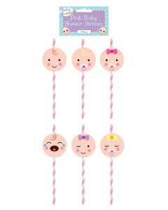 Pink Baby Shower Straws Henbrandt