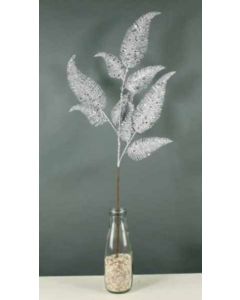 Glitter Fern Leaf Spray Silver