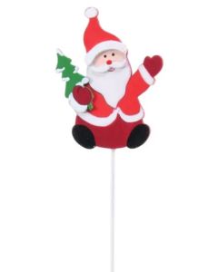 Santa With Christmas Tree On Wooden Pick 10pk
