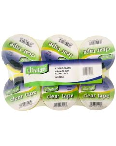48mm x 40m Clear Tape 6 x Rolls, Ultratape