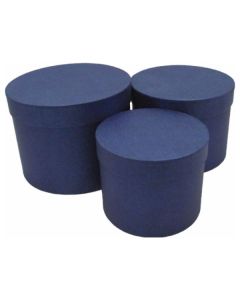 SET OF 3 ROUND FLOWER BOXES BLUE - 005090