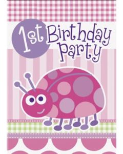 Age 1 Pink Lady Bug Invitations Pk8 Unique