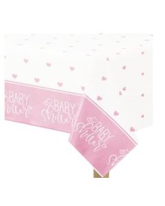 Pink Baby Shower Hearts Tablecover Unique