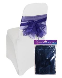 Sheer Organza Chair Sash Navy Blue 3m x 27cm