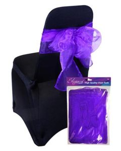 Sheer Organza Chair Sash Purple 3m x 27cm