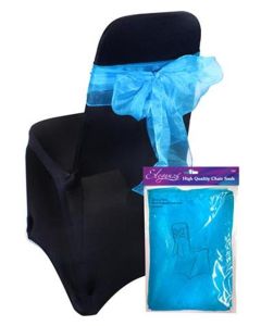 Sheer Organza Chair Sash Turquoise 3m x 27cm
