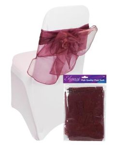 Sheer Organza Chair Sash Burgundy 3m x 27cm