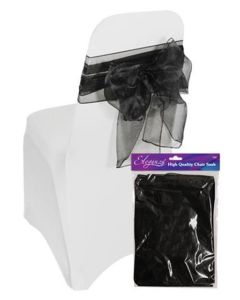 Sheer Organza Chair Sash Black 3m x 27cm