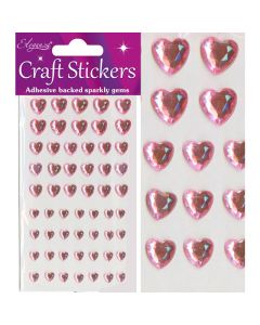 Eleganza Craft Stickers Mixed Diamante Hearts 6mm-10mm Pearl Pink