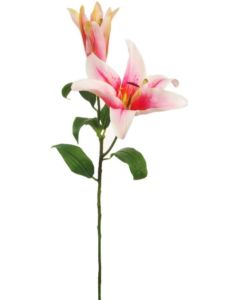 2 Head Silk Stargazer Lily Pink