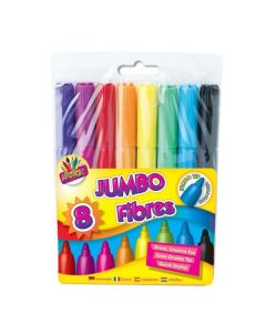 8 Jumbo Fibre Colouring Pens in Wallet