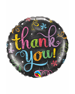 18" Black & Multi Coloured Thank You Round Foil Qualatex