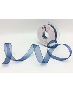15mm Plain Organza Ribbon Navy