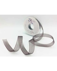 15mm Plain Organza Chocolate Brown