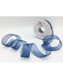 25mm Plain Organza Ribbon Navy
