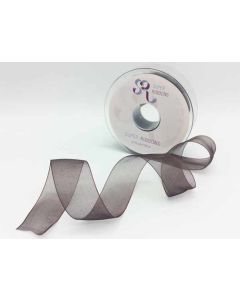 25mm Plain Organza Ribbon Chocolate Brown