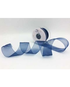 40mm Plain Organza Ribbon Navy