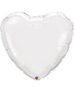 36" White Heart Foil Balloon Unpackaged Qualatex
