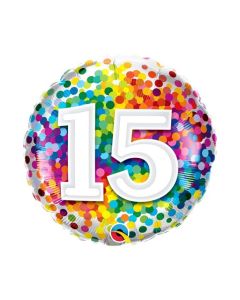 18" RND 15 RAINBOW CONFETTI - 13562
