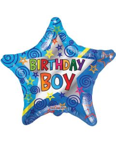 18" Blue Birthday Boy Star Foil Kaleidoscope
