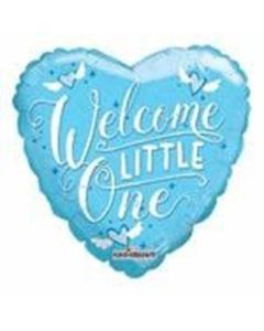 18" Blue Baby Boy Welcome Little One Heart Foil Qualatex