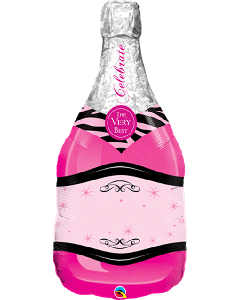 39" Pink Bubbly Bottle SuperShape Foil Balloon Qualatex