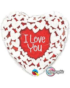 36" I Love You Hearts Foil Balloon Shape Qualatex