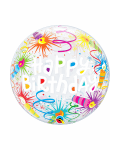 22" Pink Birthday with Lit Candles Bubble Qualatex