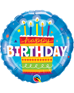 18" FOIL ROUND BIRTHDAY CAKE BLUE - 16695/1