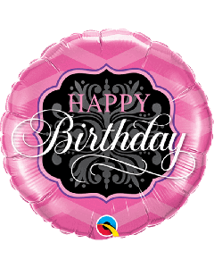 18" FOIL ROUND BIRTHDAY PINK & BLACK - 16702/1