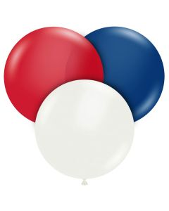 17" Cry Red, White & Sapp Blue ct Tuftex® 100% Natural50 Latex Balloons
