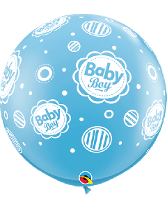 36" Pale Blue Baby Boy Dots Latex 2pk Qualatex