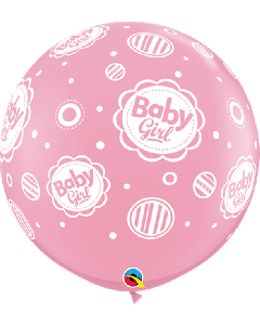 36" Pink Baby Girl Dots Latex 2pk Qualatex