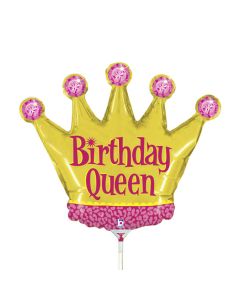 14" Birthday Queen Air-Fill Foil Balloon Unpackaged Grabo