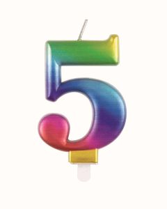 9cm MET RAINBOW NUMBER CANDLES 5 - 19635