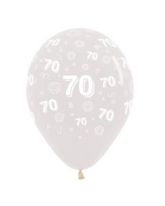 12" Age 70 Clear Flowers Latex 25pk Sempertex