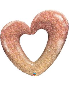 42" Rose Gold Glitter Ombre Heart Qualatex
