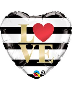 18" Love Horizontal Stripes Foil Balloon Qualatex