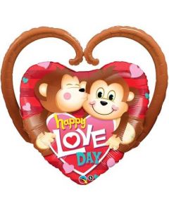 39" Monkeys Happy Love Day Foil Balloon Qualatex
