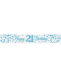 Age 21 Sparkling Fizz Birthday Blue Holographic 9' Banner Oaktree