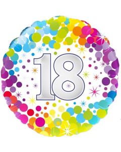 18" Age 18 Colourful Confetti Round Foil Oaktree
