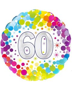 18" Age 60 Colourful Confetti Round Foil Oaktree