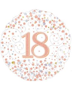 18" FOIL 18TH SPARKLING FIZZ BIRTHDAY WHITE & ROSE GOLD HOLOGRAPHIC - 227086/1