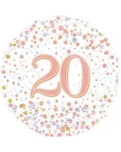 18" 20TH SPARKLING FIZZ BIRTHDAY WHIE & ROSE GOLD HOLO - 227093/1