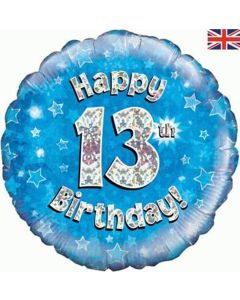 18" FOIL HAPPY 13TH BIRTHDAY BLUE HOLOGRAPHIC - 227932/1
