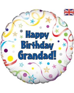 18" Blue & White Birthday Grandad Round Foil Oaktree