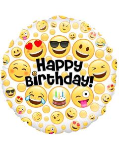 18" Yellow Emoji Birthday Round Foil Oaktree